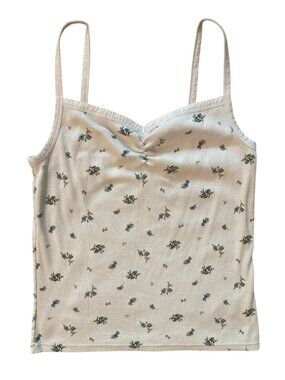 Women's OLD NAVY Ribbed Cinch Front Floral Print Slim Fit Tank Top Size Large